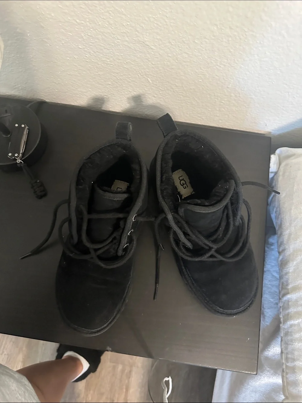 Uggs Black Lace-Up Suede Ankle Shoes